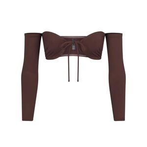 SKIMS Signature Swim Long Sleeve Bikini Top – Cocoa Brown